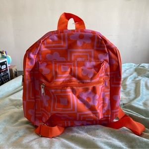 Orange and Pink Retro Floral Mini Backpack - New